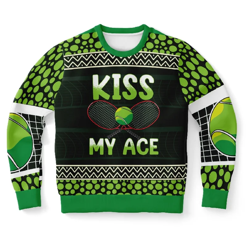 GYMPOLO Kiss My Ace Tennis Sweatshirt Hoodie with Front Slit Layering Stylish