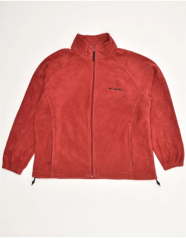 COLUMBIA Womens Fleece Jacket UK 18 XL Red Polyester A-Line Jacket Boat Neck Shawl Collar