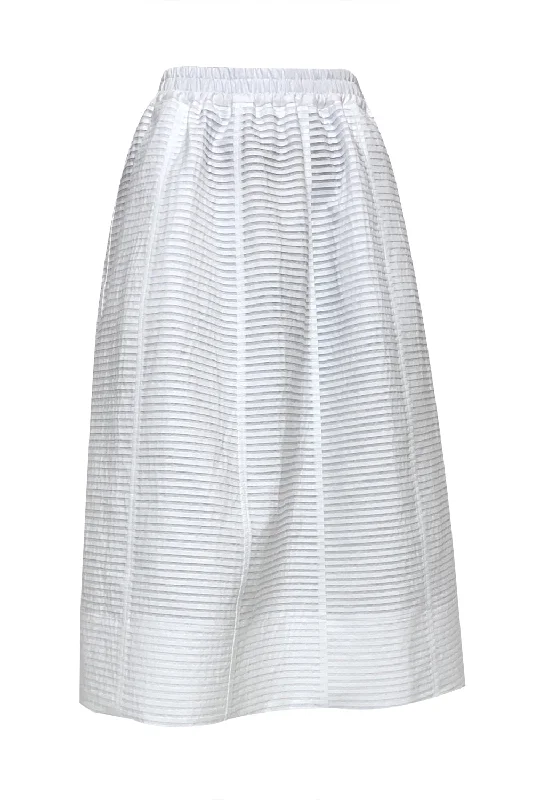 Midi Skirt - White chiffon skirt airy