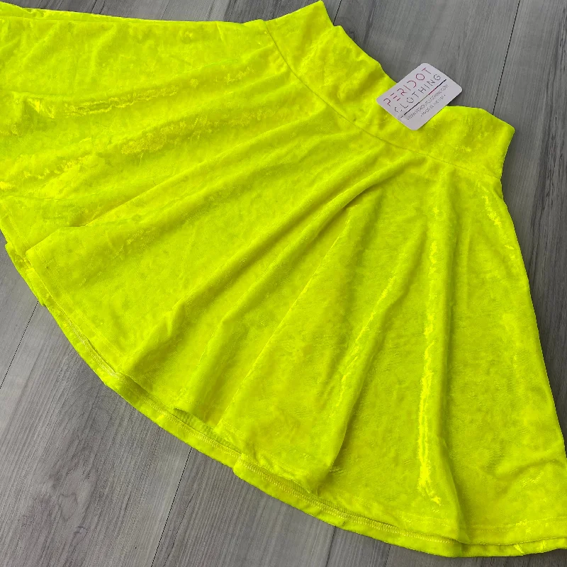 SALE - Skater Skirt - Neon Yellow Crushed Velvet chiffon skirt flowing