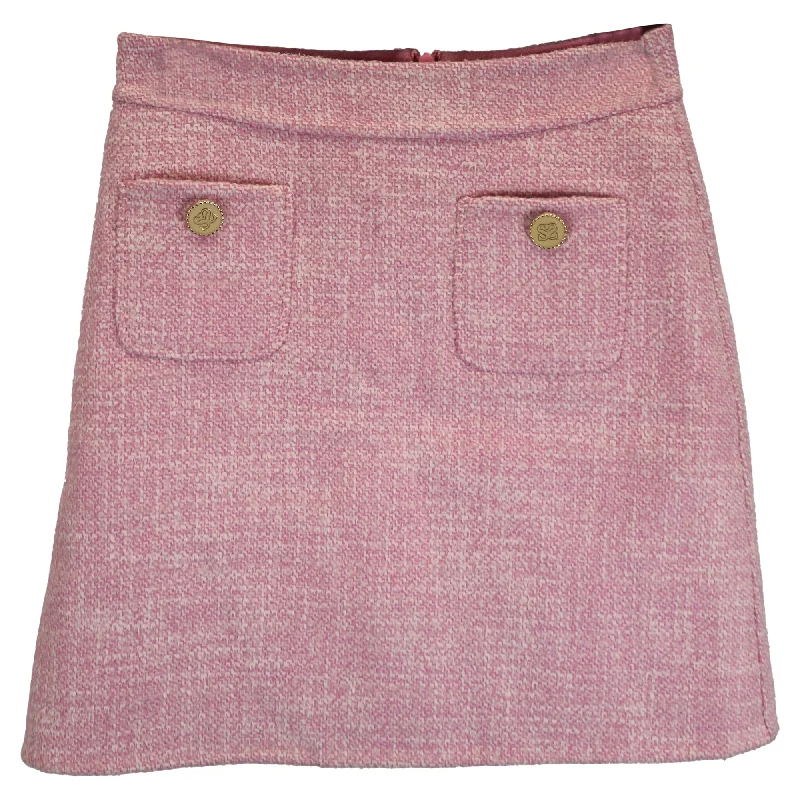 Sandro Paris Mini Gaella A-Line Skirt in Pink Tweed leather skirt bold