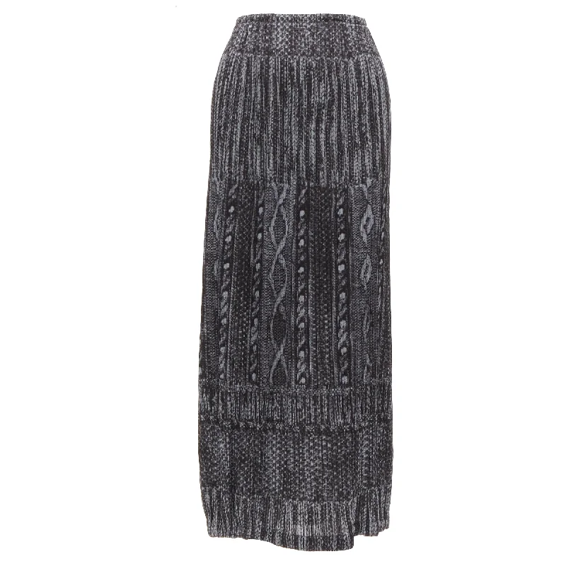 Issey Miyake Pleats Please cable knitprint pleated midi skirt relaxed fit skirt