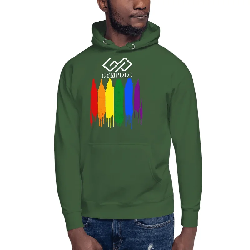 GYMPOLO RAINBOW Unisex Hoodie Hoodie with Hem Frayed Vintage Worn