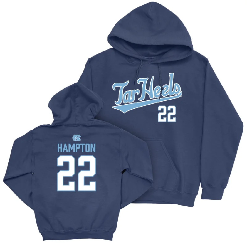 UNC Women's Volleyball Navy Script Hoodie   - Safi Hampton Hoodie with Pocket Utility Practical