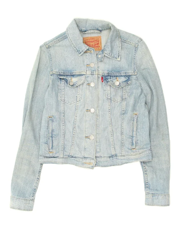 LEVI'S Womens Denim Jacket UK 8 Small Blue Cotton Denim Jacket Leather Jacket Suede Jacket