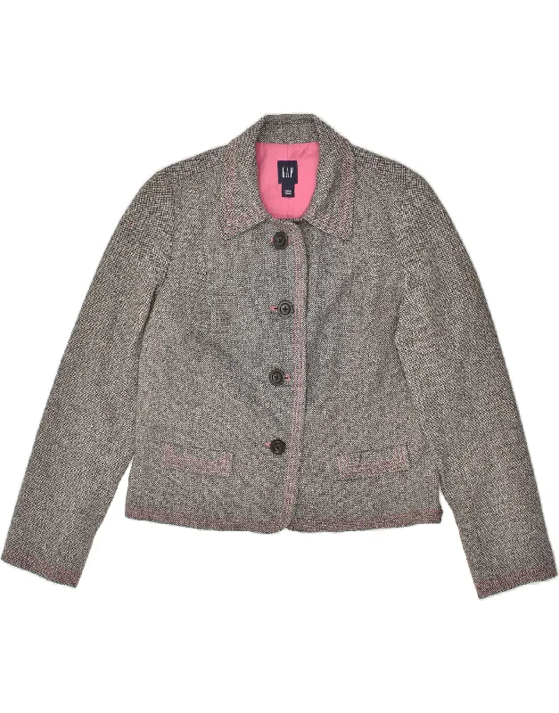 GAP Womens 4 Button Blazer Jacket UK 16 Large Grey Wool Satin Jacket Silk Jacket Chiffon Jacket