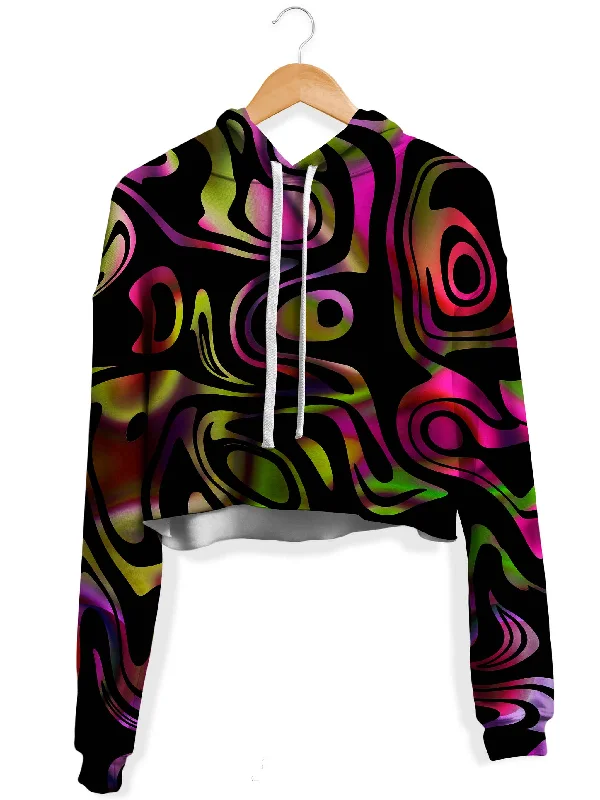 Loopy Abstract Fleece Crop Hoodie Hoodie with Monochrome Minimalist Simple