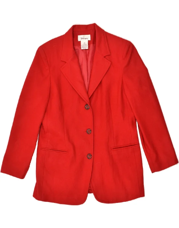 VINTAGE Womens Petite 3 Button Blazer Jacket UK 12 Medium Red Wool Mesh Jacket Canvas Jacket Denim Jacket