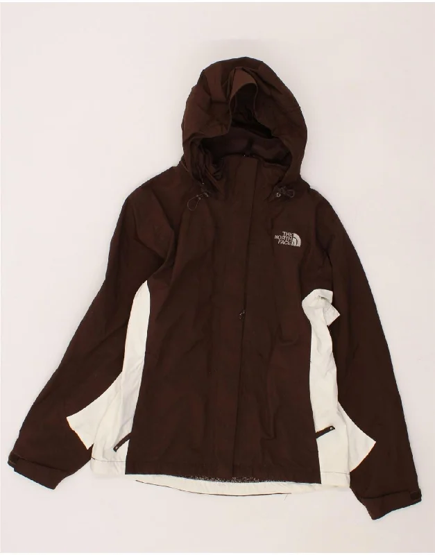 THE NORTH FACE Womens Dryvent Oversized Rain Jacket UK 10 Small Brown Knit Fabric Woven Fabric Fleece Fabric