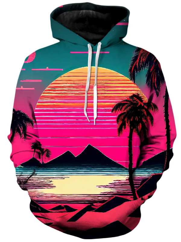 Beach Sunset Unisex Hoodie Hoodie with Hem Frayed Vintage Worn