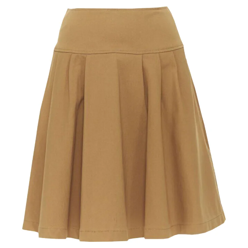 Oscar De La Renta tan nylon cotton knitee length skirt a-line skirt cut