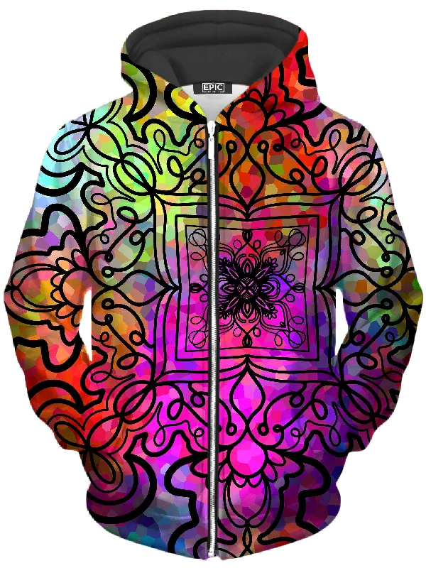 Ornate on Plasma Unisex Zip-Up Hoodie Hoodie with Pastel Soft Subtle