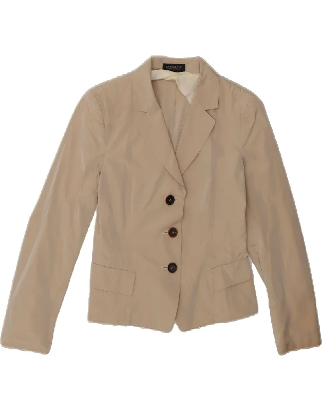 STRENESSE Womens 3 Button Blazer Jacket EU 34 XS Beige Polyester Fleece Fabric Down Fabric Feather Fabric