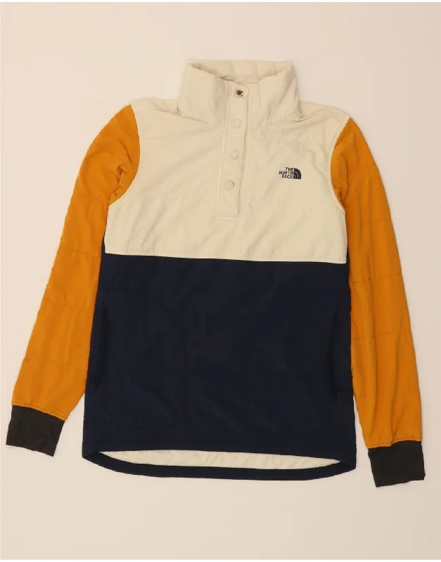 THE NORTH FACE Womens Anorak Jacket UK 10 Small Navy Blue Colourblock Zippered Jacket Buttoned Jacket Snapped Jacket