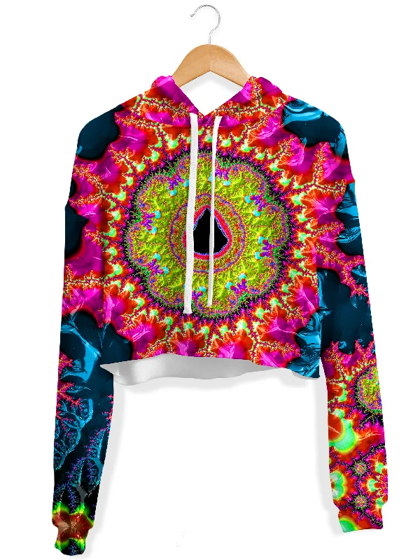 Sacred Key Fleece Crop Hoodie Hoodie with Sequins Glamorous Eye-catching