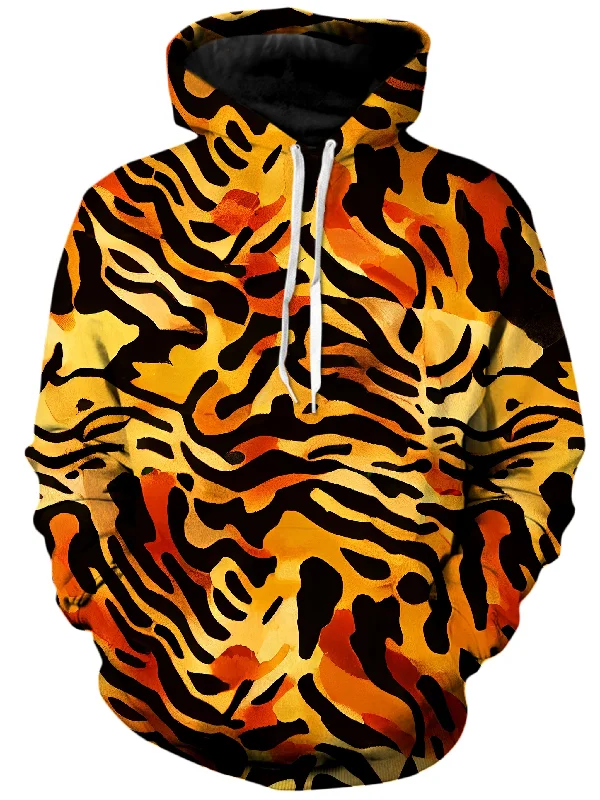 Tiger Camouflage Unisex Hoodie Hoodie with Hem Embroidery Detailed Premium