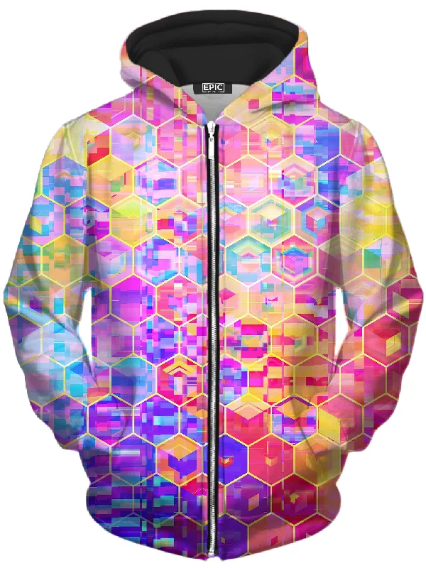 Spectral Cubes Unisex Zip-Up Hoodie Hoodie with Full-Zip Functional Layering