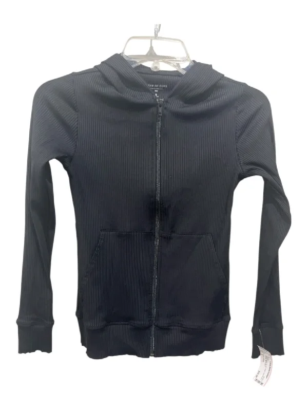 Years of Ours Size S Black Nylon Zip Up Hood Long Sleeve Athletic Jacket Ribbed Jacket Pleated Jacket Ruffled Jacket