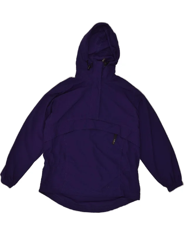 L.L.BEAN Womens Hooded Anorak Jacket UK 10 Small Purple Bomber Jacket Anorak Windbreaker