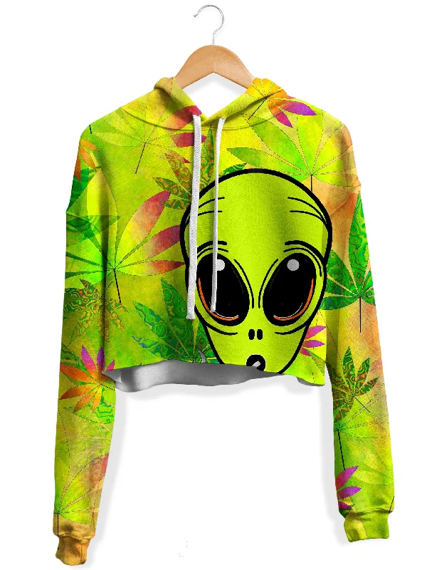 Alien Weed Fleece Crop Hoodie Hoodie with Monochrome Minimalist Simple