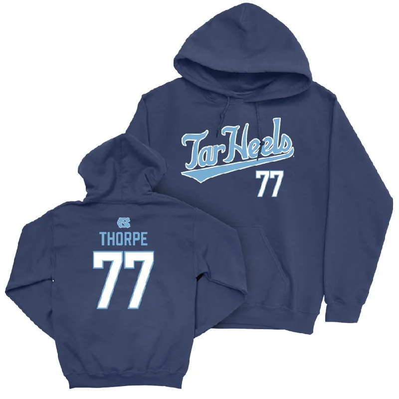 UNC Women's Volleyball Navy Script Hoodie   - Chelsea Thorpe Hoodie with Lining Warm Insulated