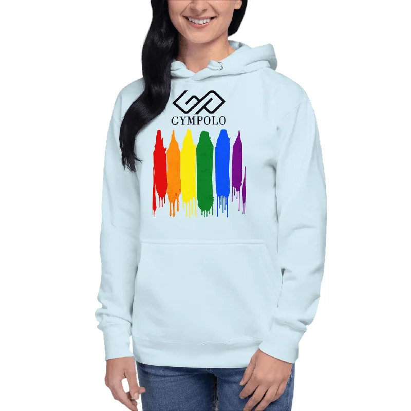 GYMPOLO RAINBOW Unisex Hoodie Hoodie with Hem Embroidery Detailed Premium