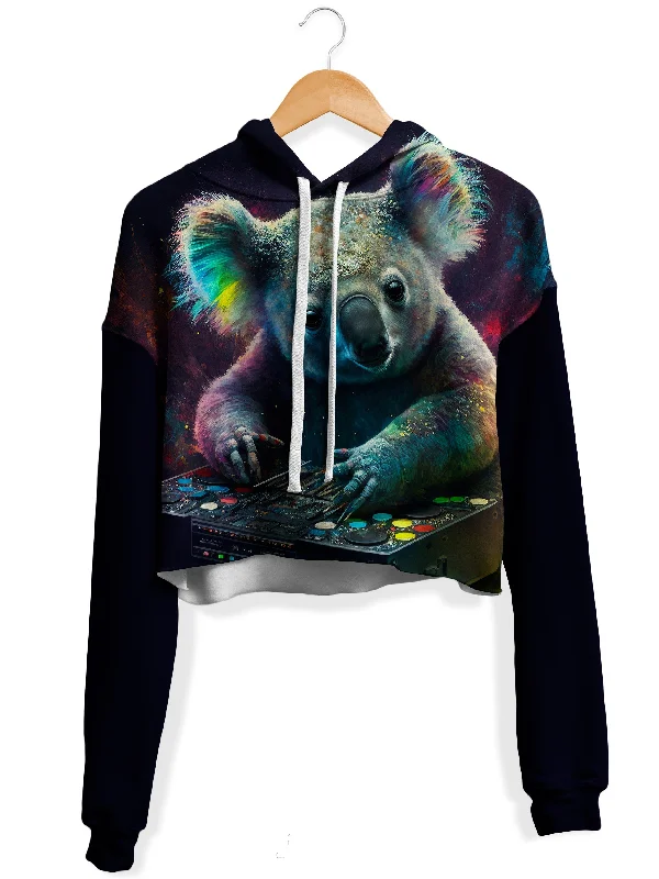 Koala Remix Fleece Crop Hoodie Hoodie Sweatshirt Pullover