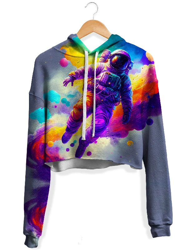 Floating Away Fleece Crop Hoodie Hoodie with Hem Applique Textured Unique