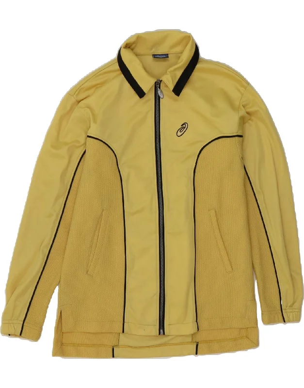 ASICS Womens Tracksuit Top Jacket UK 16 Large Yellow Polyester Jacket Blazer Coat