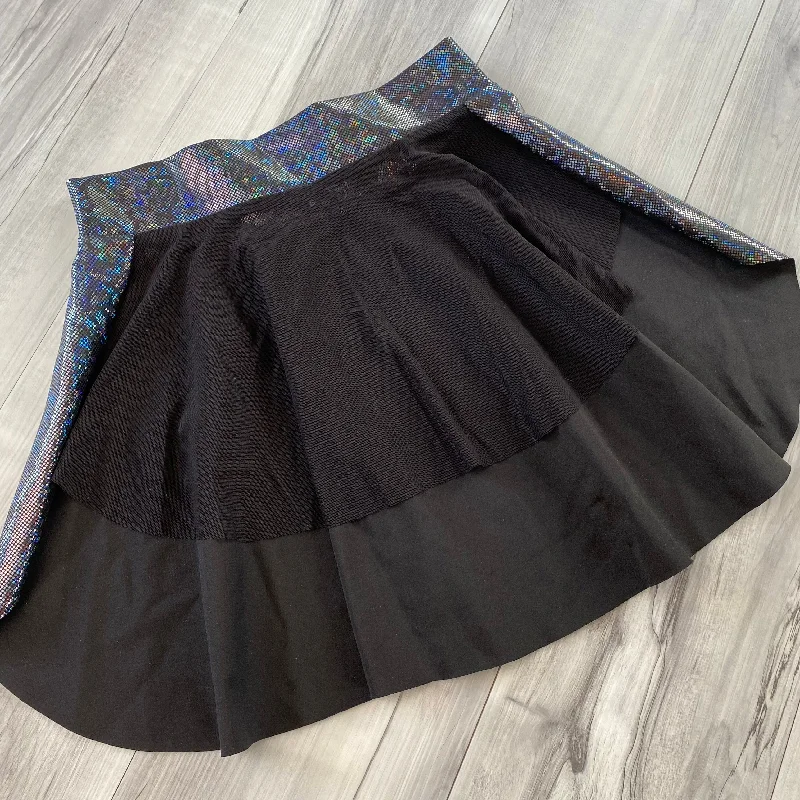 SALE - SMALL - Black Mesh Front w/Black Shattered Glass Back Skirt linen skirt airy