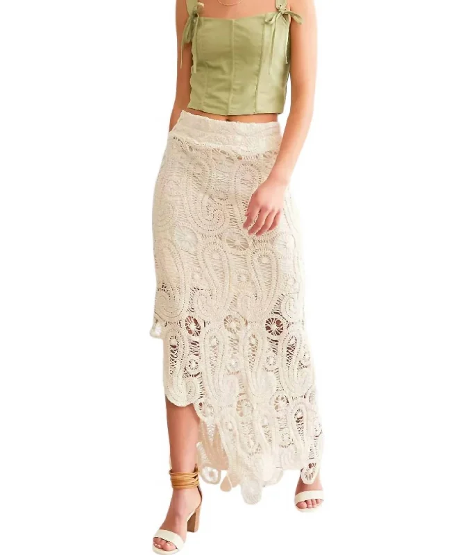 Boho Kiss Skirt In Natural denim skirt classic