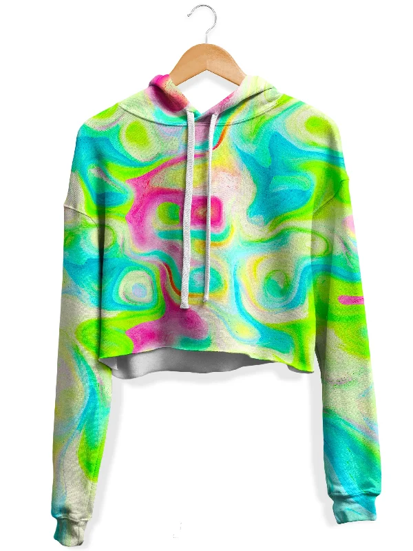 Watercolor Dreams Fleece Crop Hoodie Hoodie with Slim Fit Tailored Modern