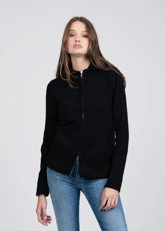 CHIARA CASHMERE ZIPPED HOODIE Hoodie with Cropped Fit Short Trendy