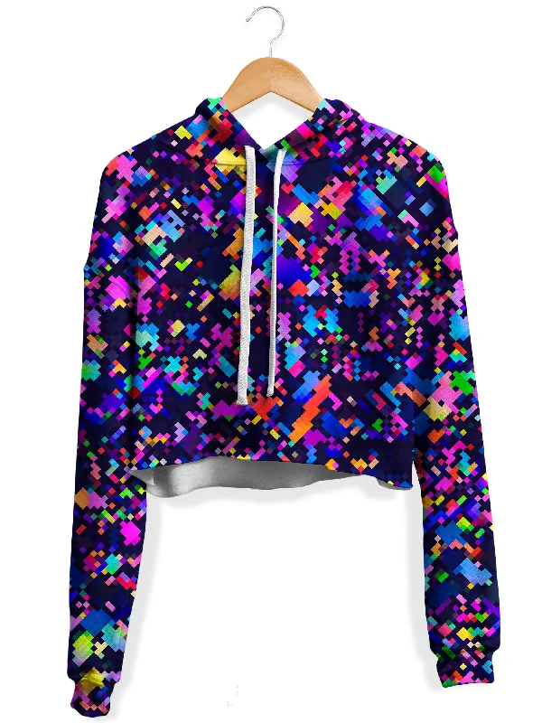 8-Bit Confetti Fleece Crop Hoodie Hoodie with Longline Fit Extended Stylish