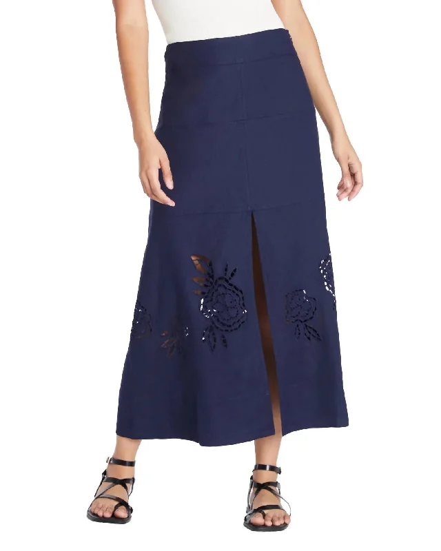 Harlow Midi Skirt In Maritime Blue leather skirt refined