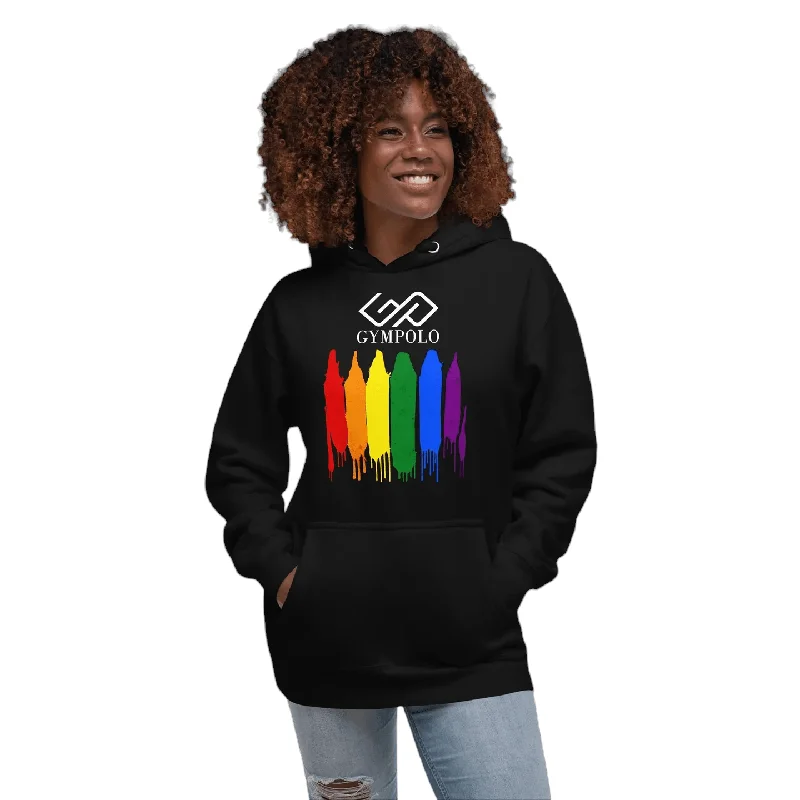 GYMPOLO RAINBOW Unisex Hoodie Hoodie with Hem Applique Textured Unique