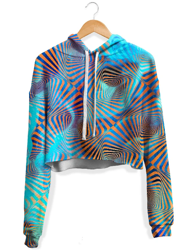 Aqua Plasma Fleece Crop Hoodie Hoodie with Drop Shoulder Relaxed Streetwear