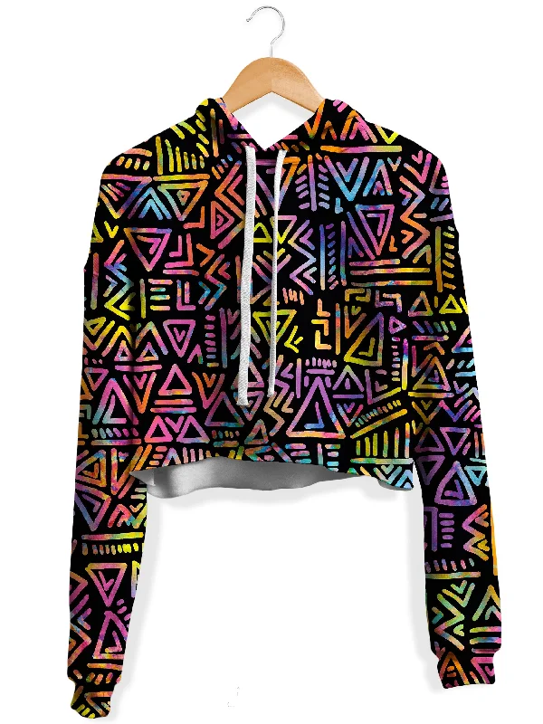 Tribe Vibe Fleece Crop Hoodie Hoodie with Applique Textured Unique