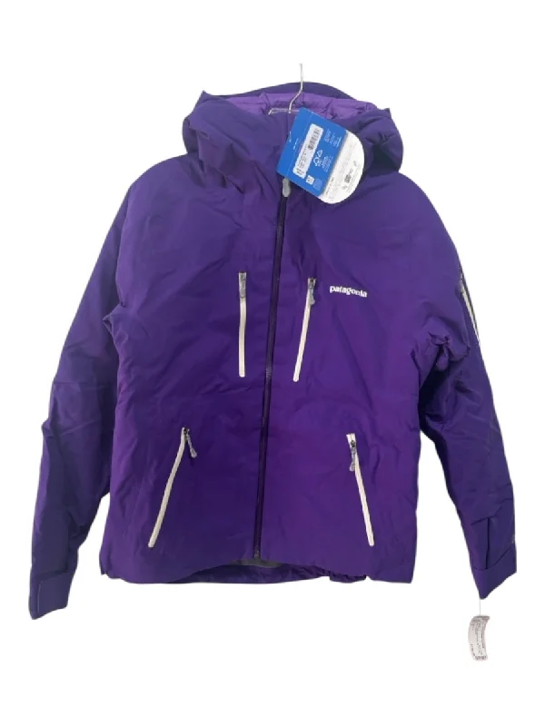 Patagonia Size S Purple Nylon Blend Zip Pockets Hood Jacket V-Neck Jacket Boat Neck Jacket Square Neck Jacket