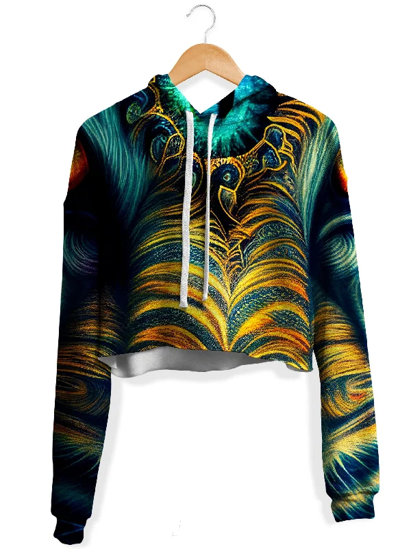 Tiger Eyes Psychedelic Fleece Crop Hoodie Hoodie with Tie-Dye Psychedelic Retro