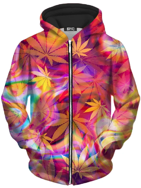 Ganja Dreamin Unisex Zip-Up Hoodie Hoodie with High Neck Warm Protective