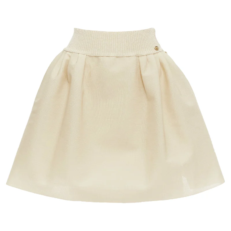 Chanel Light Gold CC Logo Button Flared Skater Skirt button skirt front