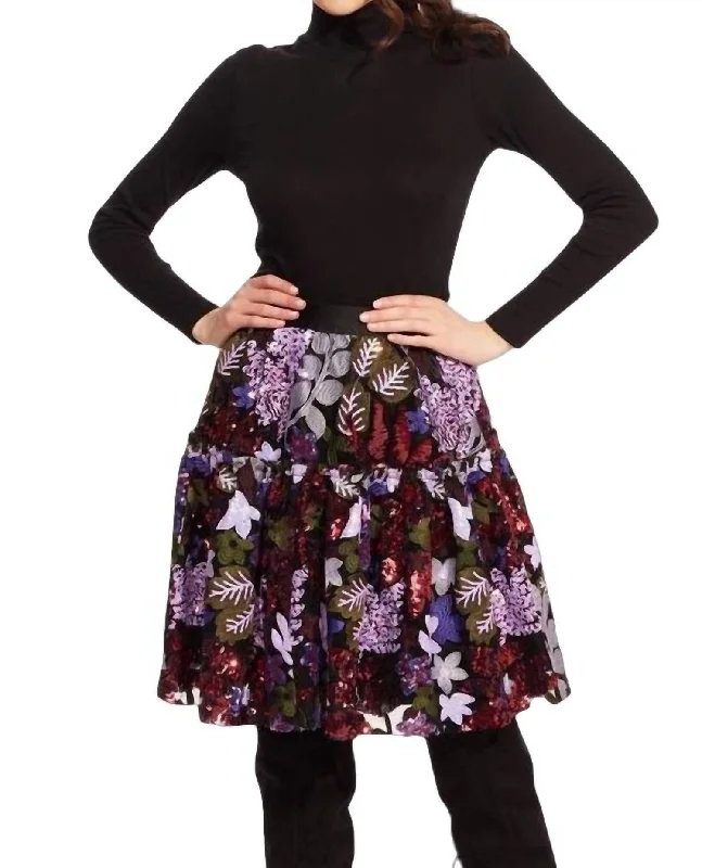 Belle Skirt In Tempest Bloom velvet skirt luxury