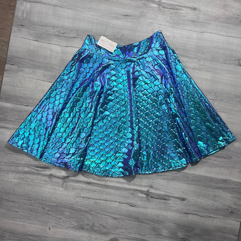 SALE - 2XL - 26" Length Skater Skirt in Holographic Mermaid velvet skirt luxury