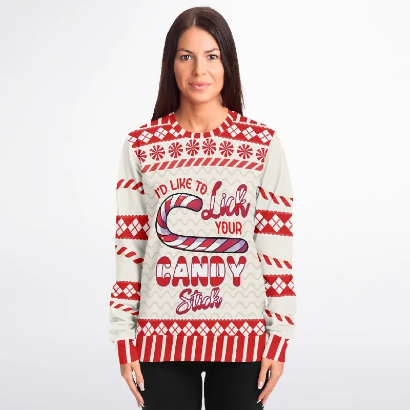 Lick Your Candy Stick Christmas Sweatshirt Hoodie with Pastel Soft Subtle