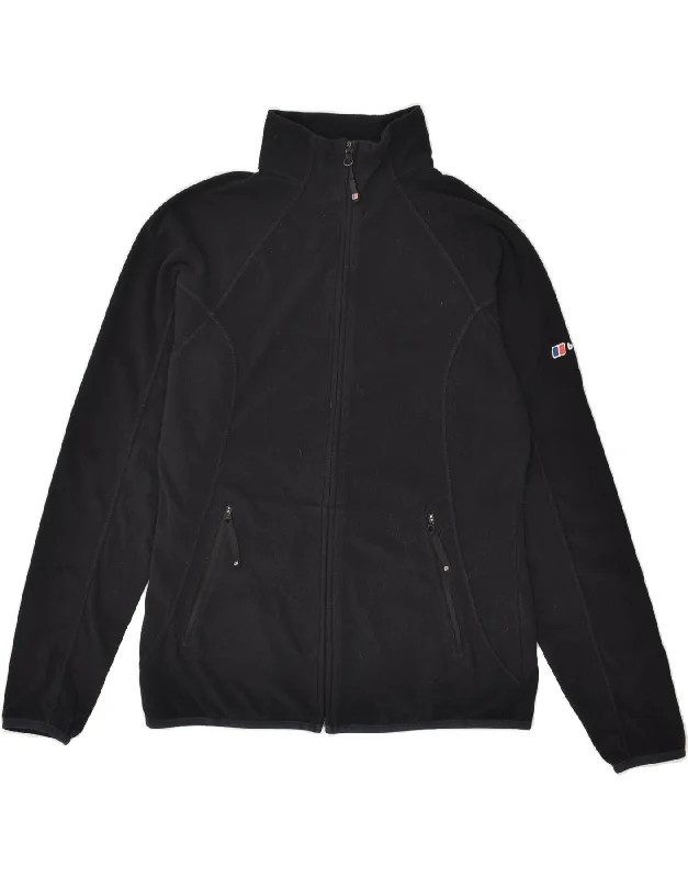 BERGHAUS Womens Fleece Jacket UK 12 Medium  Black Polyester Satin Jacket Silk Jacket Chiffon Jacket