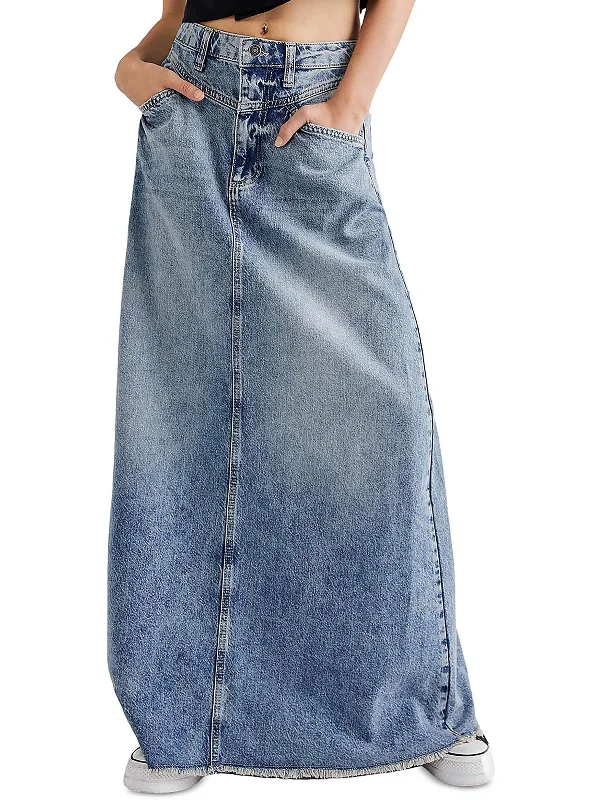 Come as you are Womens Denim Unlined Maxi Skirt denim skirt classic