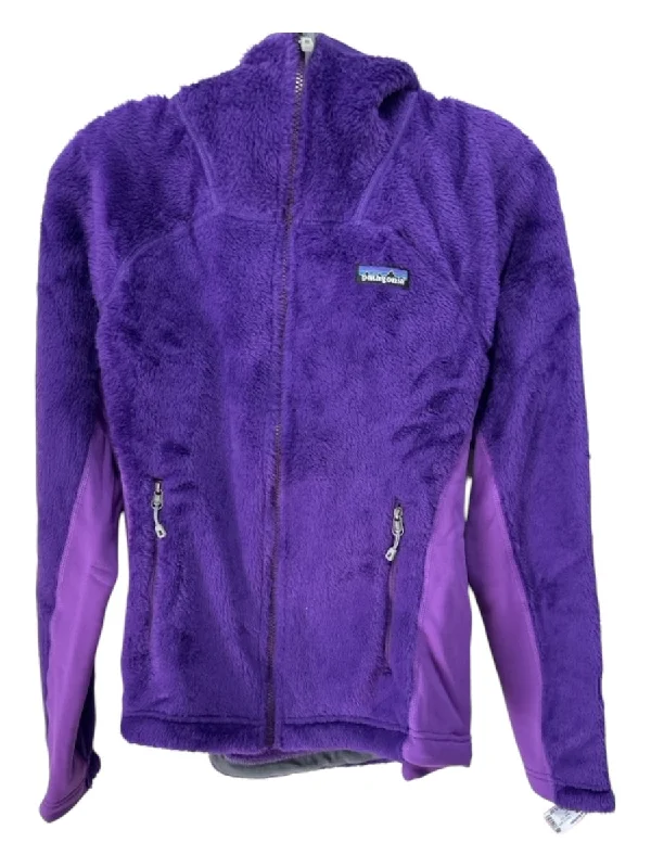 Patagonia Size S Purple Polyester Zip Hood Zip Pockets Fabric Block Jacket Zip Front Button Front Snap Front