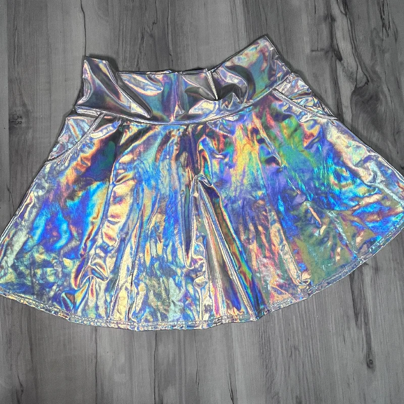 SALE - 2X - Opal Holographic A-line Skirt w/Optional Pockets patchwork skirt art