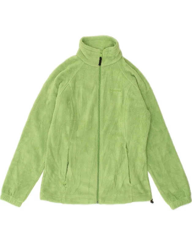 COLUMBIA Womens Fleece Jacket UK 14 Medium Green Polyester Insulated Jacket Fitted Jacket Loose Jacket